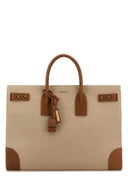 Saint Laurent Two Tone Canvas And Leather Large Sac De Jour Handbag