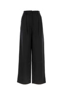 Loulou Black Satin Vione Wide Leg Pant