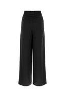 Loulou Black Satin Vione Wide Leg Pant