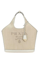 Prada Sand Canvas Einkaufstasche