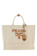 Prada Sand Canvas Einkaufstasche