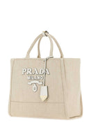 Prada Sand Canvas Shopping Bag