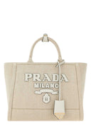 Prada Sand Canvas Einkaufstasche