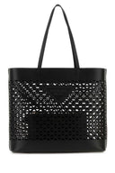 Borsa per la spesa in pelle nera Prada