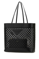 Borsa per la spesa in pelle nera Prada