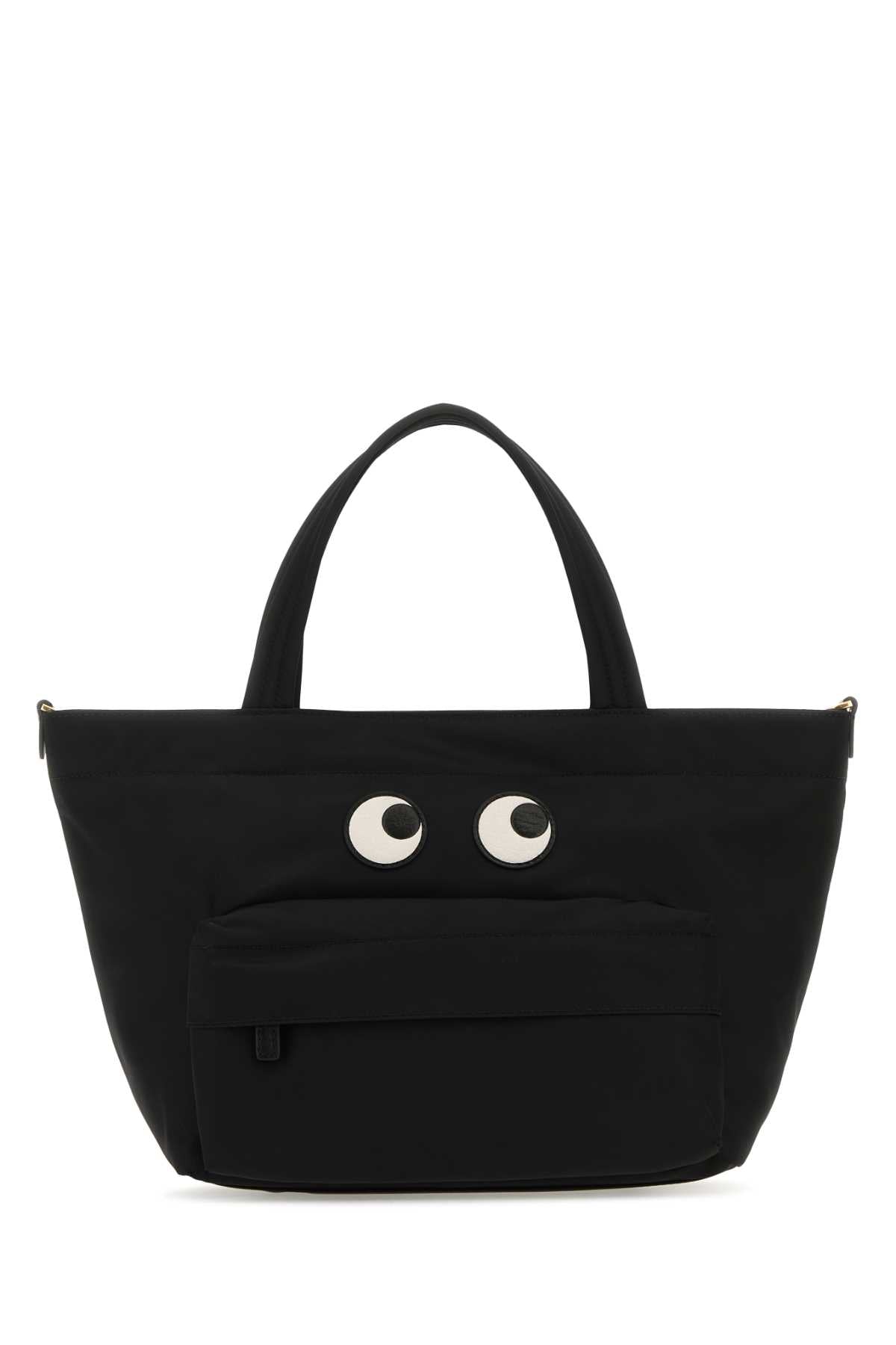 Borsa a mano Mini Eyes in nylon nero Anya Hindmarch