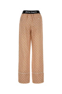 Palm Angels Printed Linen Blend Wide Leg Pant