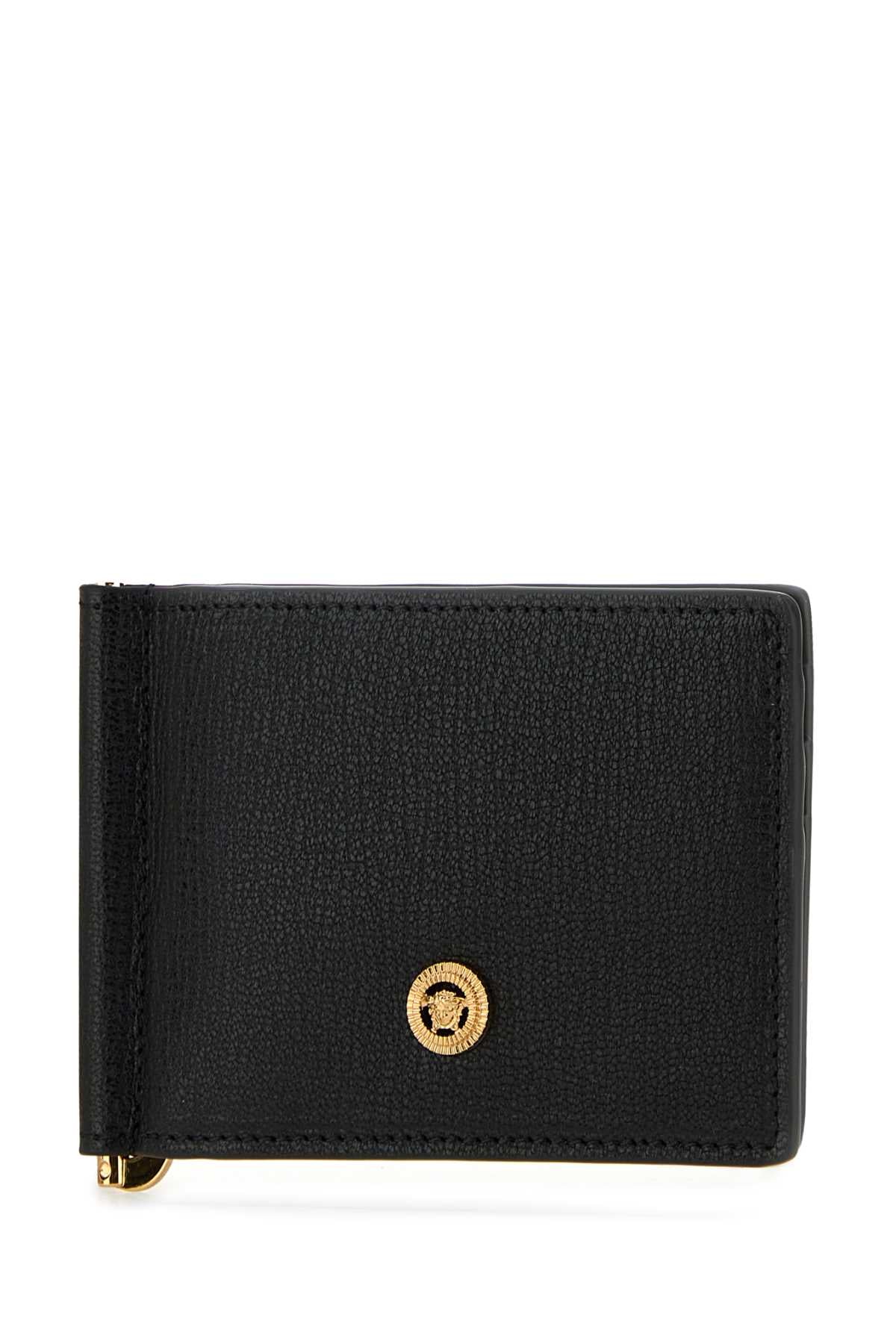 Versace Black Leather Medusa Biggie portefeuille