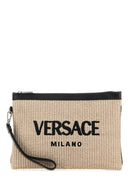 Versace Cappuccino Raffia Clutch