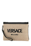 Versace Cappuccino Raffia Clutch
