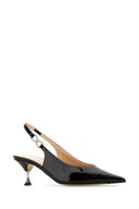 Mach&Mach Black Leather Crystal Bow Pumps