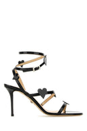 Mach&Mach Black Leather Petit Coeur Sandals