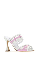 Manolo Blahnik Two Tone Leather And Mesh Avespamu Mules