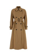 Weekend Camel Stretch Polyester Blend Fauto Trench Coat