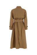 Weekend Camel Stretch Polyester Blend Fauto Trench Coat