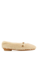 Salvatore Ferragamo Elfenbein Shearling Noella Ballerinas