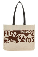 Salvatore Ferragamo Sand Canvas Shopping Bag