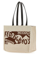 Salvatore Ferragamo Sand Canvas Shopping Bag