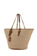 Saint Laurent Cappuccino Canvas Panier Shopping Bag