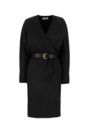 Vestido de mezcla de algodón negro de Saint Laurent