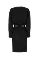 Vestido de mezcla de algodón negro de Saint Laurent