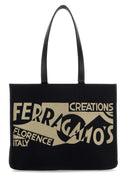 Salvatore Ferragamo Black Canvas Shopping Bag