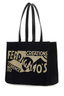Salvatore Ferragamo Black Canvas Shopping Bag