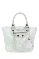 Balenciaga White Raffia Small Le Cagole Panierハンドバッグ