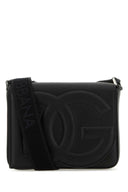 Dolce & Gabbana Black Leder Medium DG Logo Crossbody Tasche