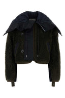 Sacai Two Tone Teddy And Nylon Bomber Jacket
