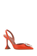 Amina Muaddi Orange Nappa Leather Begum Pumps