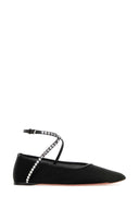 Amina Muaddi Black Mesh Ane Ballerinas