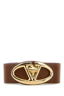 Valentino Garavani Brown Leather V Logo Bracelet