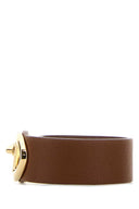 Valentino Garavani Brown Leather V Logo Bracelet