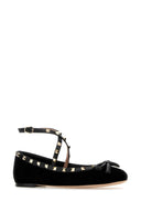 Valentino Garavani Black Velvet Rockstud Ballerinas