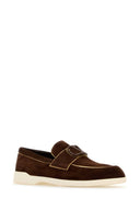 Valentino Garavani Brown Suede V Logo Loafers