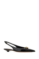 Valentino Garavani Black Leather V Logo The Bold Edition Ballerinas
