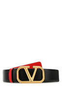 Valentino Garavani Black Leather V Logo Signature Reversible Belt