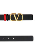 Valentino Garavani Black Leather V Logo Signature Reversible Belt