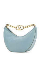 Valentino Garavani Light Blue Leather Small Hobo V Logo Moon Handbag