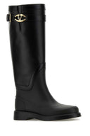 Valentino Garavani Black Leather And Rubber V Logo The Bold Boots