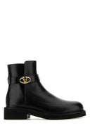 Valentino Garavani黑色皮革Vlogo踝靴