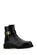 Valentino Garavani黑色皮革Vlogo踝靴