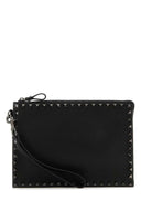 Valentino Garavani Black Leather Rockstud Clutch