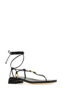 Jimmy Choo Black Nappa Leather Onyxia Thong Sandals