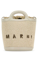 Marni Ivory Leather And Raffia Tropicalia Bucket Bag