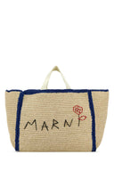 Marni Ivory Raffia Shopping Bag