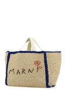 Marni Ivory Raffia Shopping Bag