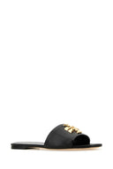 Tory Burch Black Nappa Leather Eleanor Slippers