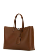 Valentino Garavani Brown Leather V Logo Shopping Bag